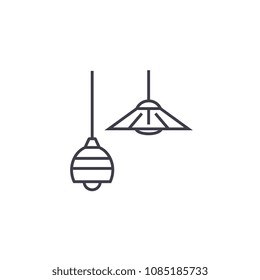 ceiling lamps vector line icon, sign, illustration on background, editable strokes