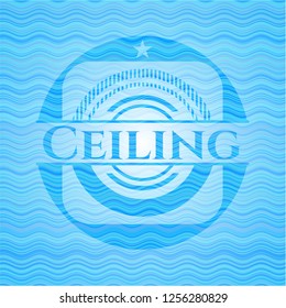 Ceiling light blue water style badge.