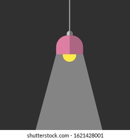 Ceiling light with empty wall. Vector design