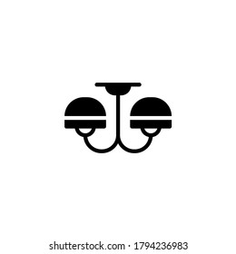 Ceiling Light Icon In Black Flat Glyph, Filled Style Isolated On White Background