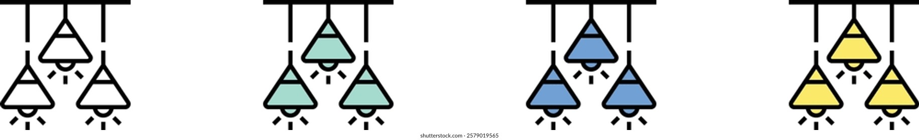 ceiling light icon. Outline, Green, Blue and Yellow Style Design Isolated On White Background