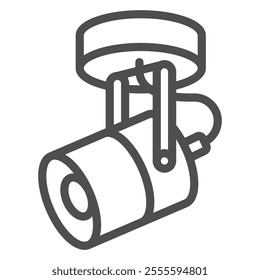 Ceiling light lamp line icon, exhibition lights concept. Vector graphics. Lamp lightbulb sign on white background, outline style icon for mobile or web design