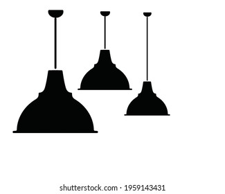 Ceiling lights and black decorations lamps on a light background. Furniture icons. Vector illustration 