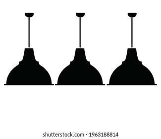 Ceiling lights and black decorations lamps on a light background. Furniture icons. Vector illustration 