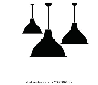 Ceiling lights and black decorations lamps on a light background. Furniture icons. Vector illustration 