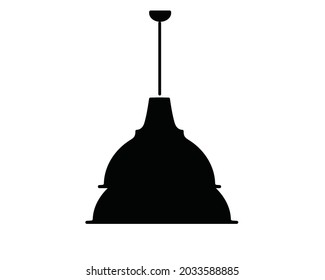 Ceiling lights and black decorations lamps on a light background. Furniture icons. Vector illustration 