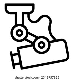 Ceiling outdoor surveillance camera, property protection line icon, CCTV concept, cam vector sign on white background, outline style icon mobile concept web design. Vector graphics.