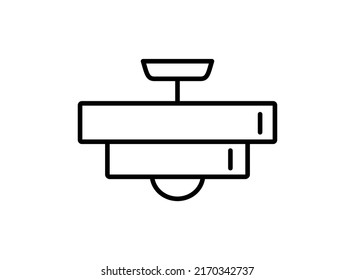 Ceiling semi flush mount lamp. Traditional led fixture with tiers. Line vector icon. Home lighting sign. Linear pictogram