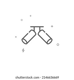 Ceiling spotlights simple vector line icon. Lamp symbol, pictogram, sign isolated on white background. Editable stroke. Adjust line weight.