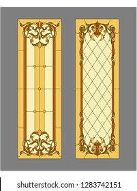 Ceiling. Stained glass. Vector.