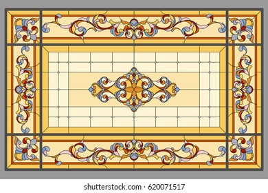 Ceiling - stained glass. Vector.