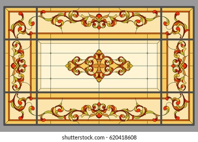 Ceiling - Stained Glass. Vector.