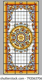 Ceiling - Stained Glass. Vector.