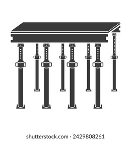 Soportes de techo para apoyar el icono de glifo de losa de hormigón aislado sobre fondo blanco. Ilustración vectorial