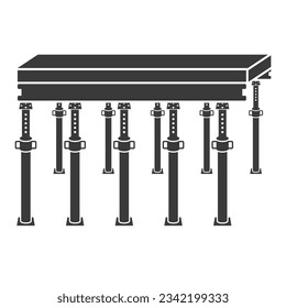 Ceiling supports to support concrete slabs glyph icon isolated on white background.Vector illustration.
