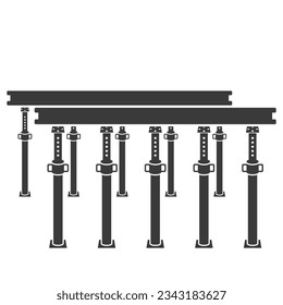 Soporte de techo para admitir etiquetas de hormigón icono de glifo aislado en fondo blanco.Ilustración vectorial.