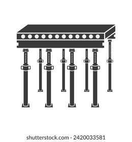 Die Deckenunterstützung unterstützt Betonplatten-Glyphsymbol einzeln auf weißem Hintergrund.Vektorgrafik.