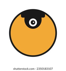 Ceiling video dome camera inside round frame. CCTV, video surveillance. Editable vector on white empty clean background with place for text.