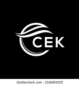 CEK letter logo design on black background. CEK creative circle letter logo concept. CEK letter design.
