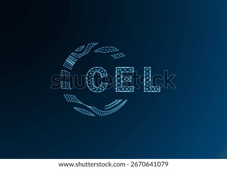 CEL low poly letter logo vector design. CEL lower poly logo design. CEL unique low poly logo design.
