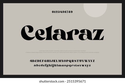 Celaraz Letras de alfabeto elegantes logotipo de fuente diseños de moda minimalistas clásicos. Tipografía moderna sin Fuentes y número para la marca del logotipo. Ilustración vectorial