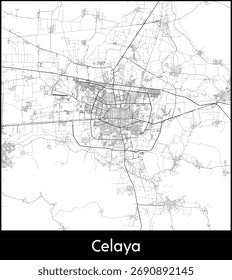 Celaya mapa de la ciudad, México - Vector topográfico mapa cartel