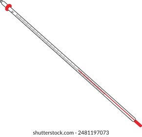 Celcius Thermometer red and black vector line art illustration