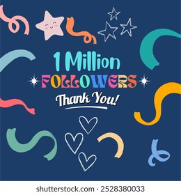 Celebrate 1 million followers thank you! with a bold, stylish design! Perfect for influencers, creators, and dreamers reaching major milestones. Shine in success!