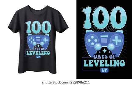 Celebrate 100 days of school with this cool, gaming-themed t-shirt design! Featuring a game controller, it's perfect for students who love to level up in style!