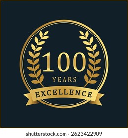 Celebrate 100 years of excellence with this premium golden anniversary badge. Featuring a rich gold foil texture and elegant laurel wreaths, this vector badge is perfect for commemorating corporate ac
