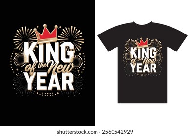 "Celebrate 2025 in style with a bold and festive Happy New Year T-shirt design! Featuring vibrant typography, fireworks, and celebratory elements, this design is perfect for ringing in the new year wi