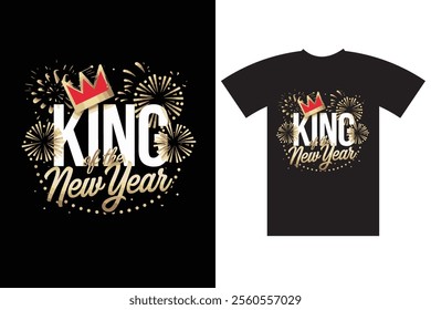 "Celebrate 2025 in style with a bold and festive Happy New Year T-shirt design! Featuring vibrant typography, fireworks, and celebratory elements, this design is perfect for ringing in the new year wi