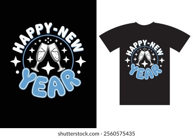 "Celebrate 2025 in style with a bold and festive Happy New Year T-shirt design! Featuring vibrant typography, fireworks, and celebratory elements, this design is perfect for ringing in the new year wi