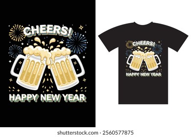 "Celebrate 2025 in style with a bold and festive Happy New Year T-shirt design! Featuring vibrant typography, fireworks, and celebratory elements, this design is perfect for ringing in the new year wi