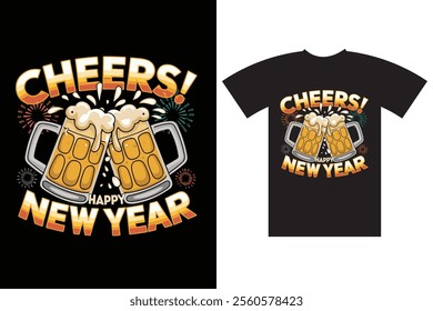 "Celebrate 2025 in style with a bold and festive Happy New Year T-shirt design! Featuring vibrant typography, fireworks, and celebratory elements, this design is perfect for ringing in the new year wi