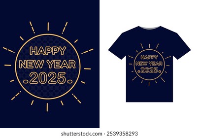 Celebrate 2025 in style with this vibrant and modern, Happy New Year 2025 T-Shirt vector illustration, Party T-Shirt Design New Year Celebration T-Shirt.