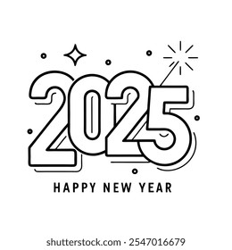 Celebrate 2025 in style with this vibrant "Happy New Year" text design. Perfect for greeting cards, festive decorations, and holiday celebration backgrounds in digital or print projects.