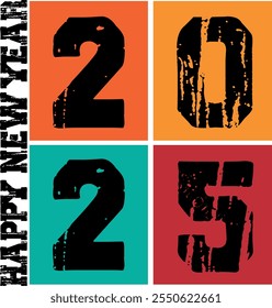 Celebrate 2025 in style with this vibrant and modern "Happy New Year 2025" typography t-shirt. Paper cut of number 2025 on frame concept. Happy new year 2025.