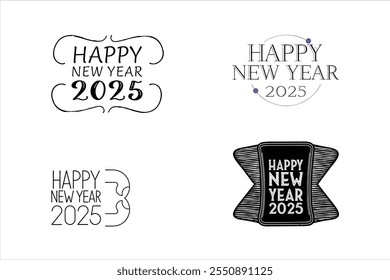 Celebrate 2025 with this stylish bundle of "Happy New Year" text designs. Perfect for digital and print use, these editable vector templates add a festive touch to your projects!