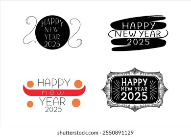 Celebrate 2025 with this stylish bundle of "Happy New Year" text designs. Perfect for digital and print use, these editable vector templates add a festive touch to your projects!