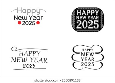 Celebre 2025 con este elegante Paquete de diseños de texto "Feliz Año Nuevo". Perfectas para uso digital e impreso, estas Plantillas de Vector editables añaden un toque festivo a sus proyectos.