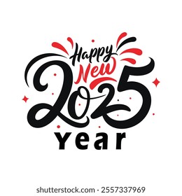 Celebrate 2025 with this vibrant "happy new year" vector design! Perfect for festive cards, posters, and decorations. Editable, high-quality graphic for all your creative projects.