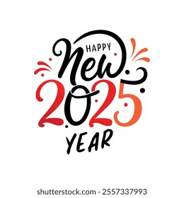 Celebrate 2025 with this vibrant "happy new year" vector design! Perfect for festive cards, posters, and decorations. Editable, high-quality graphic for all your creative projects.