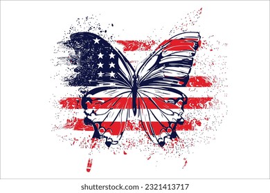 Celebrate the 4th of July with the Distress Butterfly USA Flag, a unique fusion of patriotism and natural beauty. This captivating design features a distressed American flag pattern with butterfly.