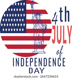 Celebrate 4th of July with this bold vector design featuring the Statue of Liberty and American flag—perfect for Independence Day banners, flyers, and patriotic promotional use.