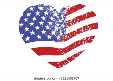 Celebrate the 4th of July with the USA Heart Distress Flag. This captivating design blends the American flag with a distressed heart, symbolizing love for the nation. Perfect for patriotic projects