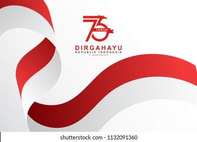 Celebrate 73 tahun indonesia with beautiful wavy flag, Happy independence day indonesian translation. Flag banner of indonesian happy independence day.