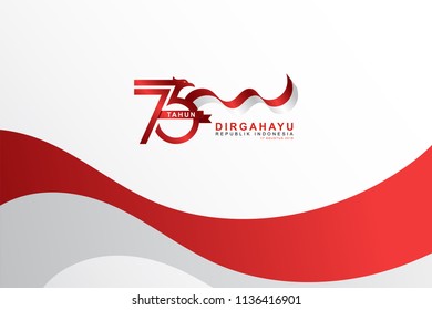 Celebrate 73 tahun indonesia with beautiful wavy flag, Happy independence day indonesian translation. Flag horizontal banner of indonesian happy independence day.