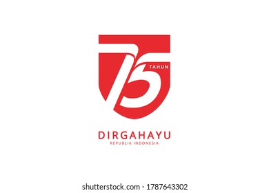 Celebrate 75 tahun Indonesia with beautiful wavy flag, Happy independence day Indonesian translation. Emblem of Indonesian happy independence day. Logo, vector eps10.