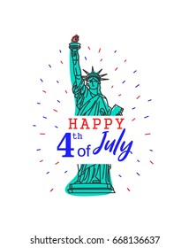 Celebrate American Independence Day with this artistic depiction of the Statue of Liberty set against a patriotic Stars and Stripes backdrop, symbolizing freedom, pride, and national unity.
